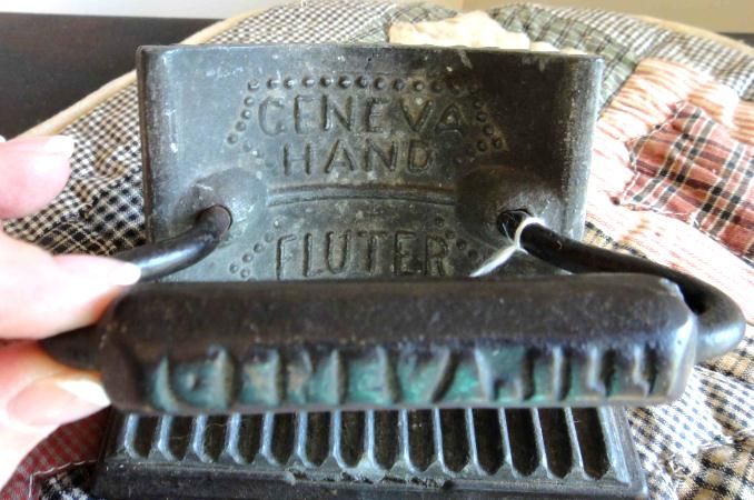 1866 antique GENEVA HAND FLUTER TOOL cast iron IRON 2pc  