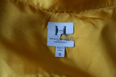 NEW AUTH Halston Heritage Yellow SILK Wrap Dress 8 $355  