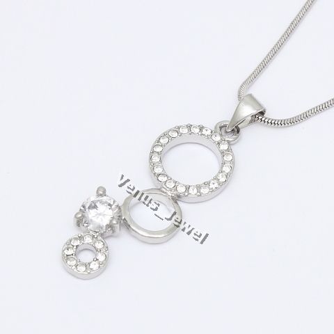 Modern Multi Circle CZ Crystal Pendant Necklace VP379  