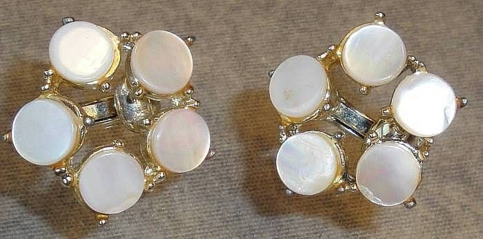 Vintage Signed CORO Mother of Pearl Bracelet & Earrings  