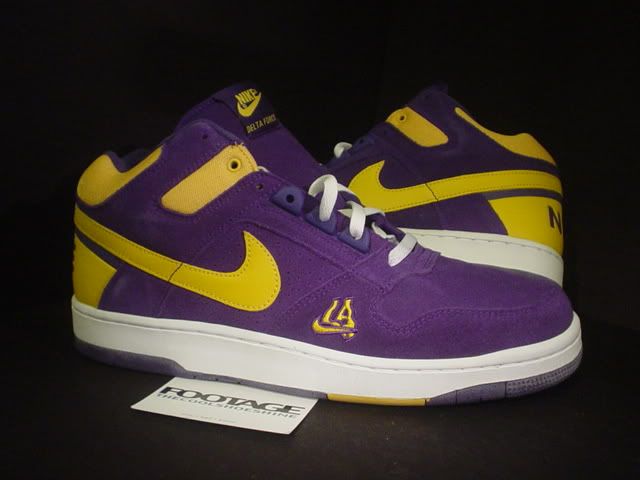 2003 Nike Delta Force 1 3/4 LA LAKERS COURT PURPLE DEL SOL YELLOW DS 