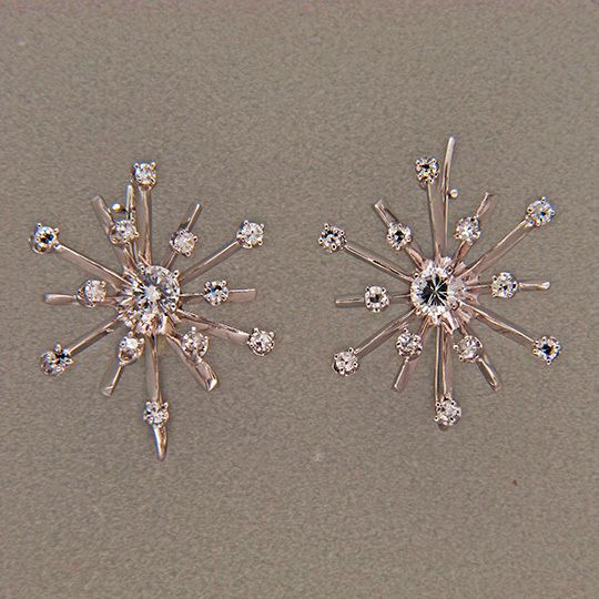   STAR 14K WHITE GOLD 1.10CT BRIGHT WHITE BRILLIANT CUT DIAMOND EARRINGS