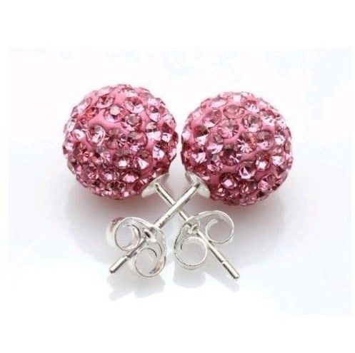   EARRINGS DISCO BALL EARRINGS REAL 925SILVER STUD REAL CRYSTAL BALL