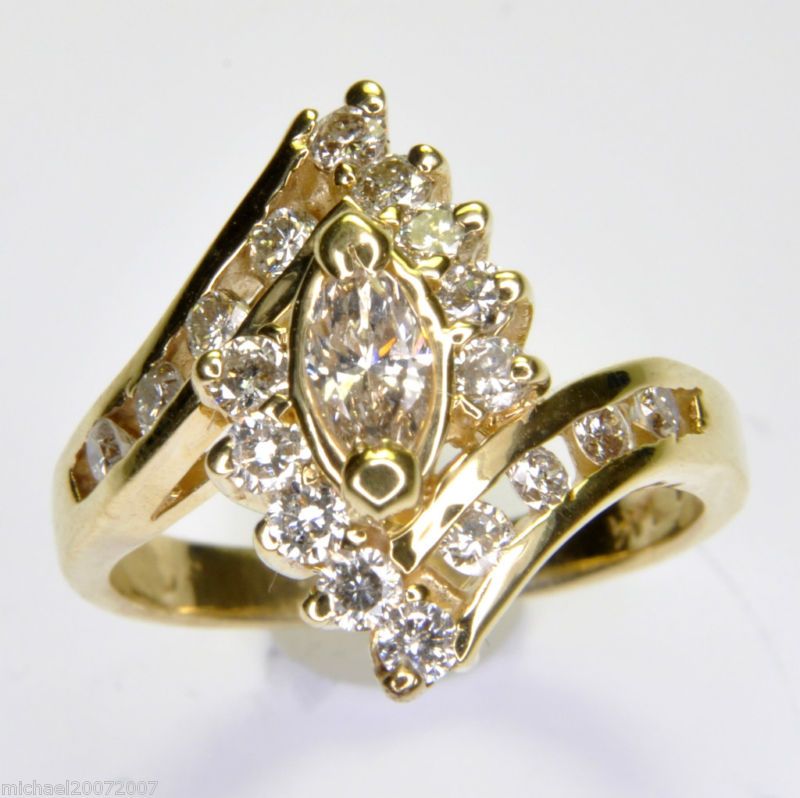 09 CARAT MARQUISE DIAMOND ENGAGEMENT GOLD RING SALE  