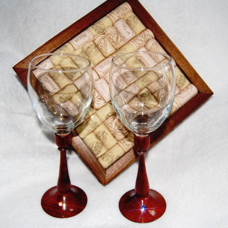 Wine Cork Trivet Hot Plate in Solid Walnut  