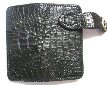 Rocker EXTREME BLACK CROCODILE CAIMAN HEAD HORNBACK BIKER WALLET 