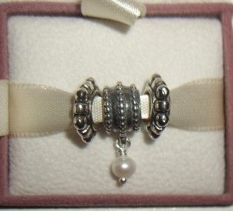 Authentic Pandora Charm Beveled Pearl Dangle  790132P Set  