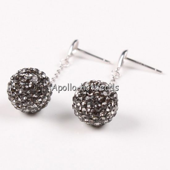AUTHENTIC CZECH CRYSTAL DISCO BALL 925 STERLING SILVER DANGLE EARRINGS 