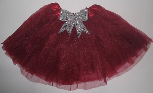 GIRLS CHRISTMAS TUTU w/ Bow& Satin Waist 4 to pick from  