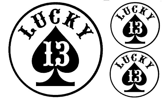 LUCKY 13 SPADE 1 @ 5 X 5 & 2 @ 2.5 X 2.5 STICKER  