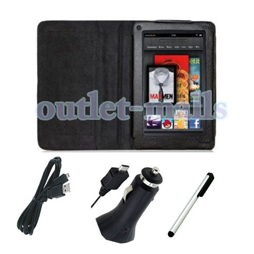   Fire   Folio Carry Case Cover / Car Charger / USB Cable Cord / Stylus