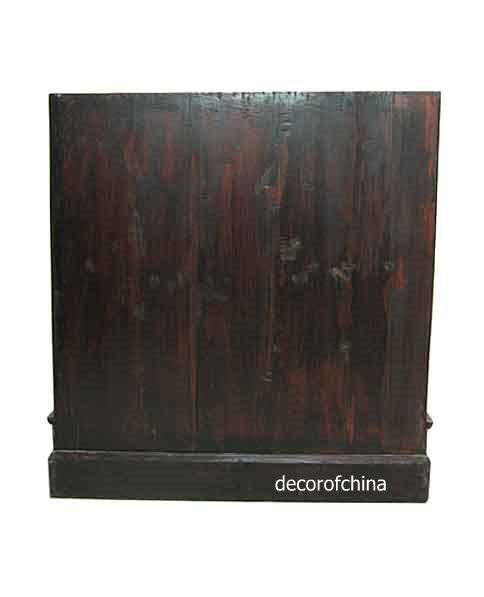 Old Chinese Red Painted Wooden Book Chest Cabinet G12 16aL  