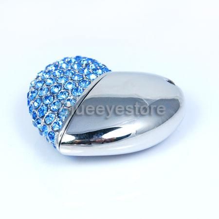 16GB Swarovski Heart Jewelry USB 2.0 Flash Memory Pen Drive Stick Real 