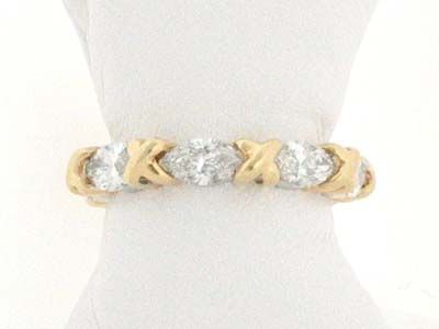 NEW DESIGNER PLATINUM YELLOW GOLD DIAMONDS XO RING BAND  