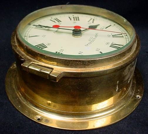 1970s Emory & Douglas Co Ships Clock Brass Case Quartz Movement 