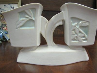 Roseville Silhouette White Double Planter No. 757 9  