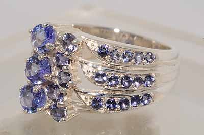   OVAL & ROUND CUT TANZANITE RING STERLING SILVER & SIZE 9.25  