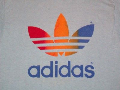 RARE vintage 70s ADIDAS SUMMER RUN t shirt rainbow tri leaf FREE 