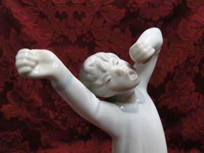   Awakening in Nightshirt & Yawning Figurine made in Spain, 8.5  