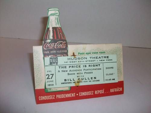 1958 NBC COCA COLA THEATRE TICKET FOR PRICE IS RIGHT  