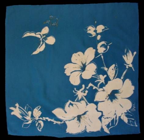 Vintage Scarf Vera Butterfly Hibiscus Polyester1960’S  