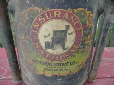 Antique Insurance National Stove Sanitary Top Lorain OH Fuel Tank 