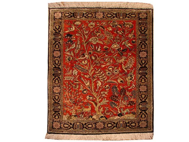 HANDMADE PERSIAN QUM SILK RUG  