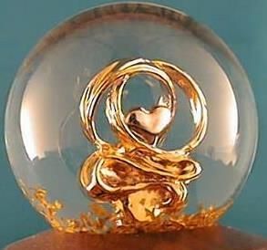 24 Karat Gold Leaf Snowglobe w/ Entwined Gold Rings  