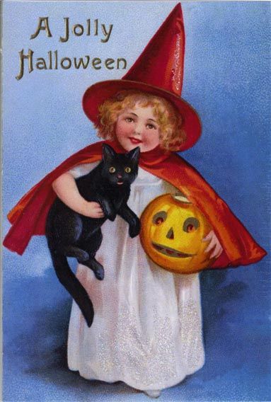 Retro Repro HALLOWEEN Greeting Card Hand Glittered NEW  