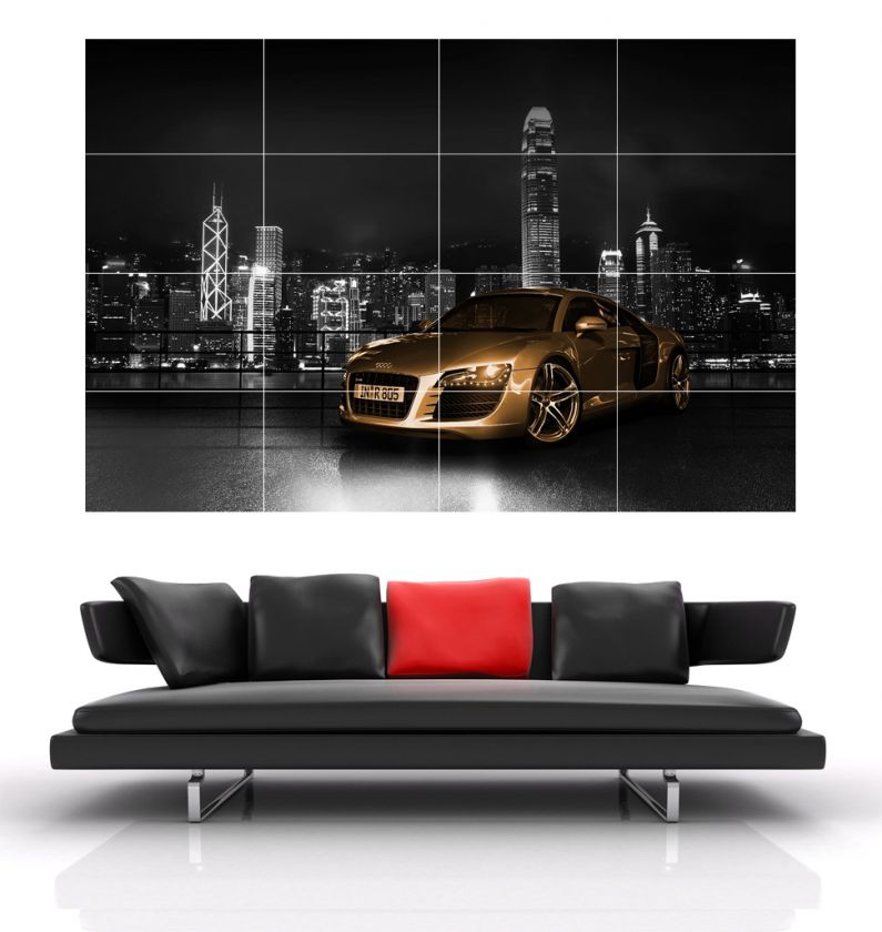 Audi R8 Gold HUGE WALL POSTER HD PRINT 76x52 b520  