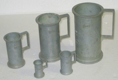 Antique Set of Pewter Measuring Steins Peltrato 95%  