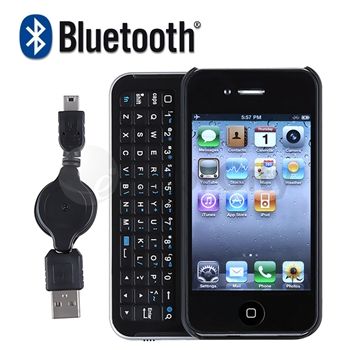 Sliding Bluetooth Wireless Keyboard+Hardshell Case for Apple Iphone 4G 
