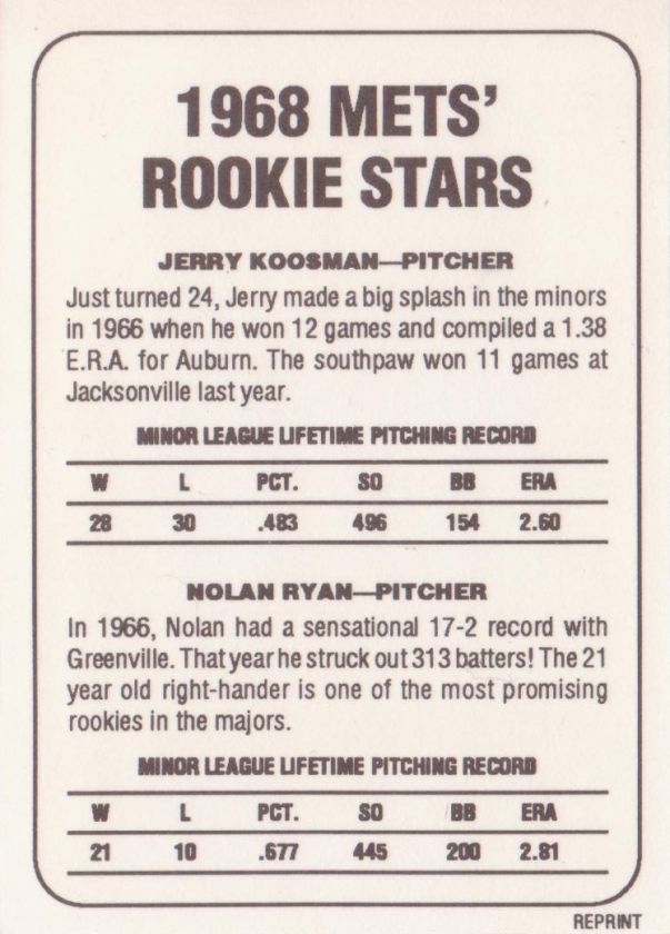 1968 TOPPS #177 NOLAN RYAN, KOOSMAN RC BVG 4 VG/EX + 1999 Topps Finest 