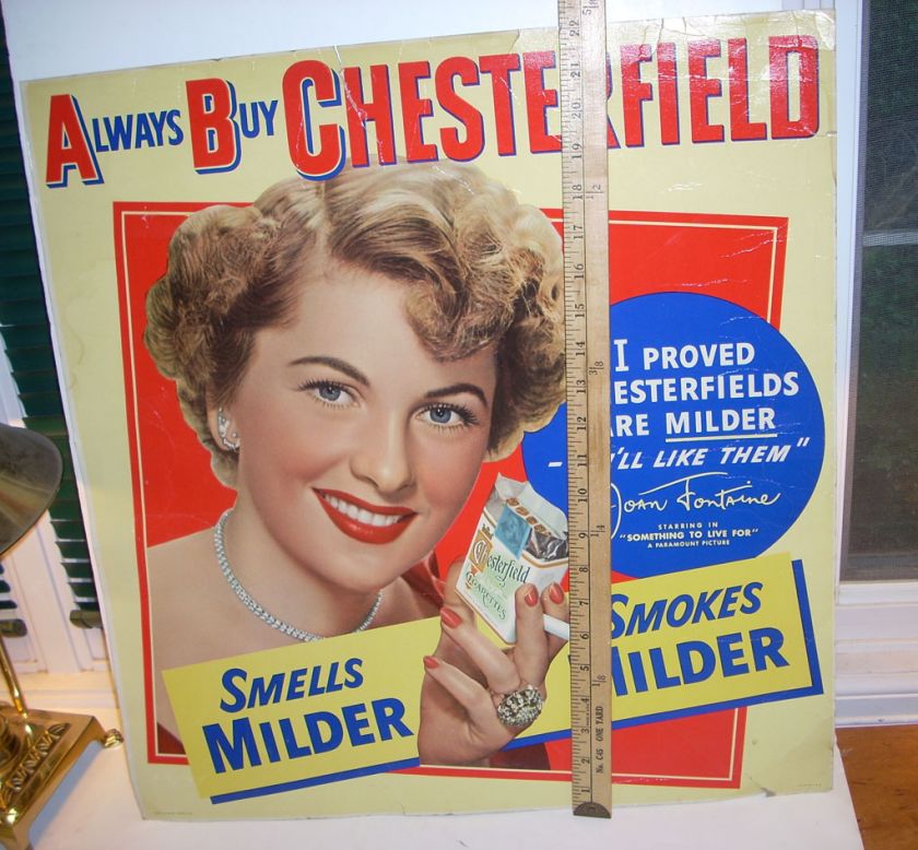 1952 Joan Fontaine 21 Chesterfield Cigarette Ad Poster  