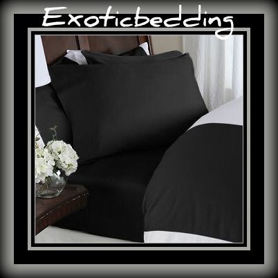 1000 Thread Egyptian Cotton sheet Set   Black Plain  