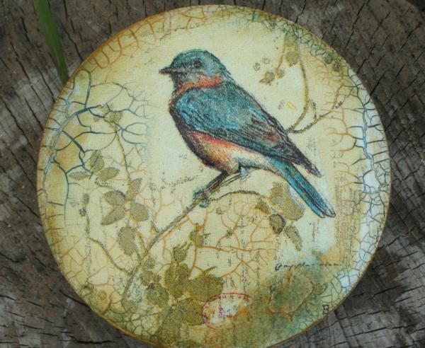 Hand Made Painted Decoupage BIRD Wooden Jewelry Box  