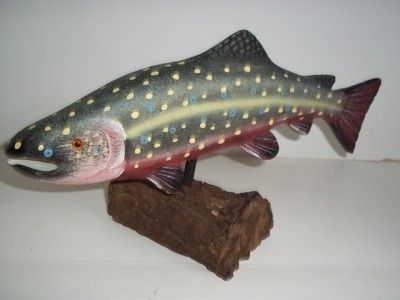 BROOK TROUT WOOD FISH STAND HOME OFFICE DEN DECORATIVE  