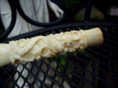 Super Carved Dragon Design Faux Ivory Cheroot Holder  