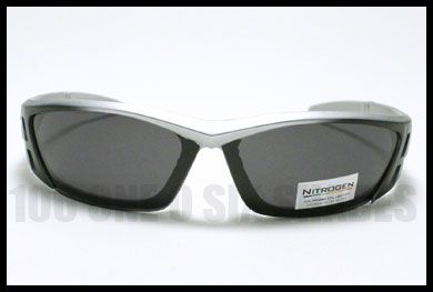 POLARIZED Outdoor Sports Sunglasses Warp Around SILVER  