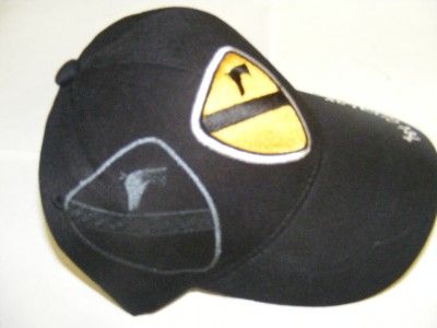 1ST CAV 1ST CAVALRY DIVISION DIV SIDE EMBROIDERED ARMY HAT CAP BLACK 