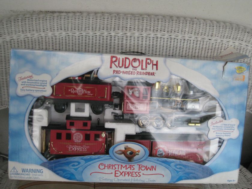   the Red Nosed Reindeer Holiday TRAIN SET IN BOX CHRISTMAS TOWN 12 FOOT