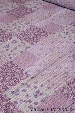 LAVENDER PURPLE BLOSSOM CHIC n SHABBY TWIN QUILT SET  