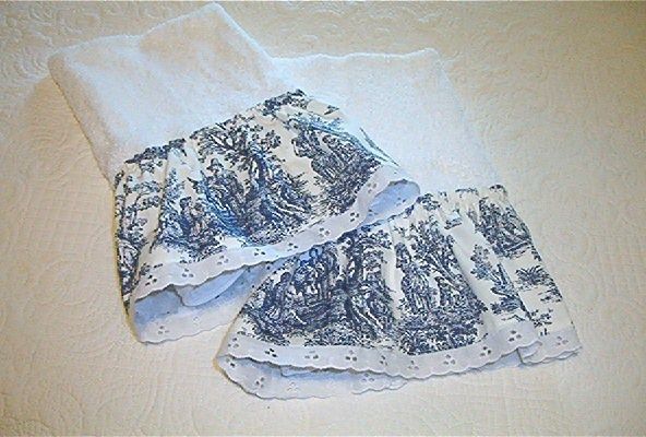 French Country, Shabby, 2 Hand Towels Jamestown Toile  