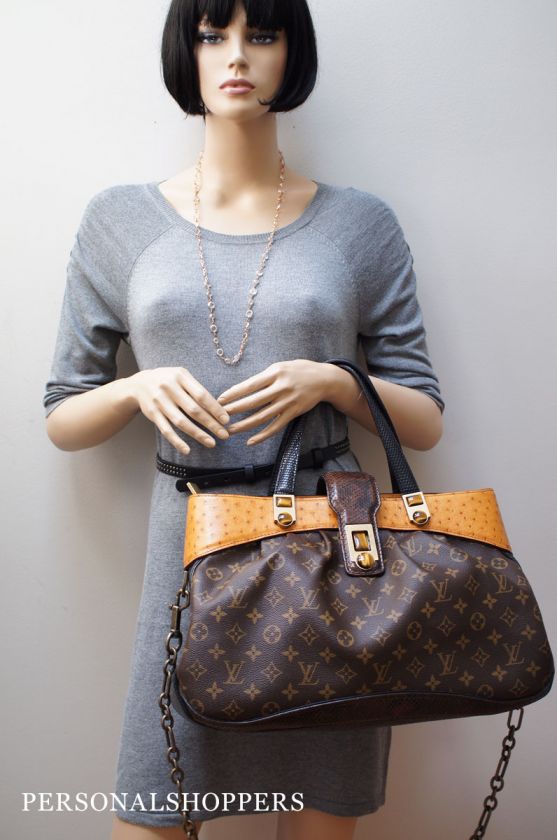   LOUIS VUITTON LARGE OSKAR WALTZ OSTRICH & PYTHON SATCHEL BAG  