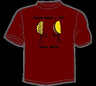 GRILLED CHEESE vs TACO T Shirt MEN funny vtg threadless  