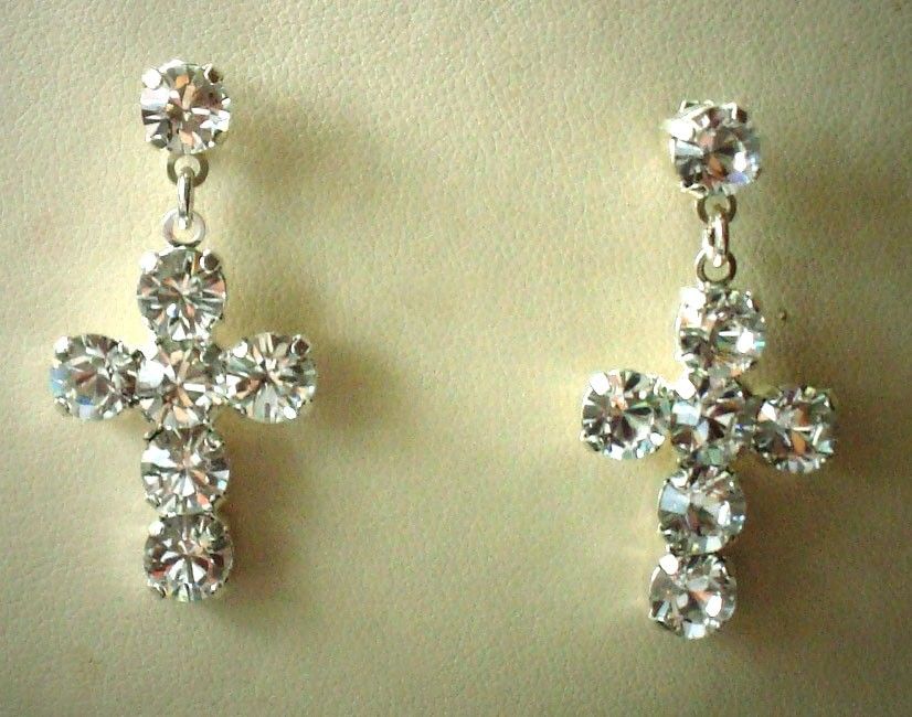 Swarovski Moonlight crystal drop cross earrings  