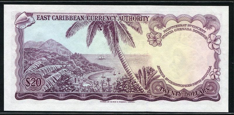 East Caribbean 1965, 20 Dollars, P15g, GEM UNC  