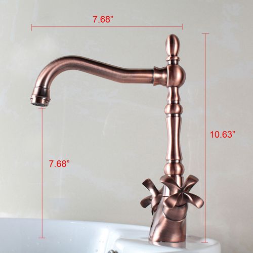 Kitchen Faucet Red Double Handles Copper Bathroom faucet New  