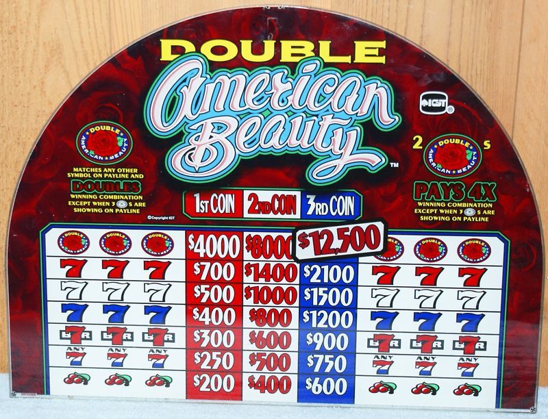 IGT SLOT MACHINE GLASS DOUBLE AMERICAN BEAUTY 12,500  