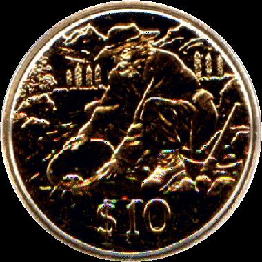   elizabeth ii new zealand 1995 reverse gold prospector design by